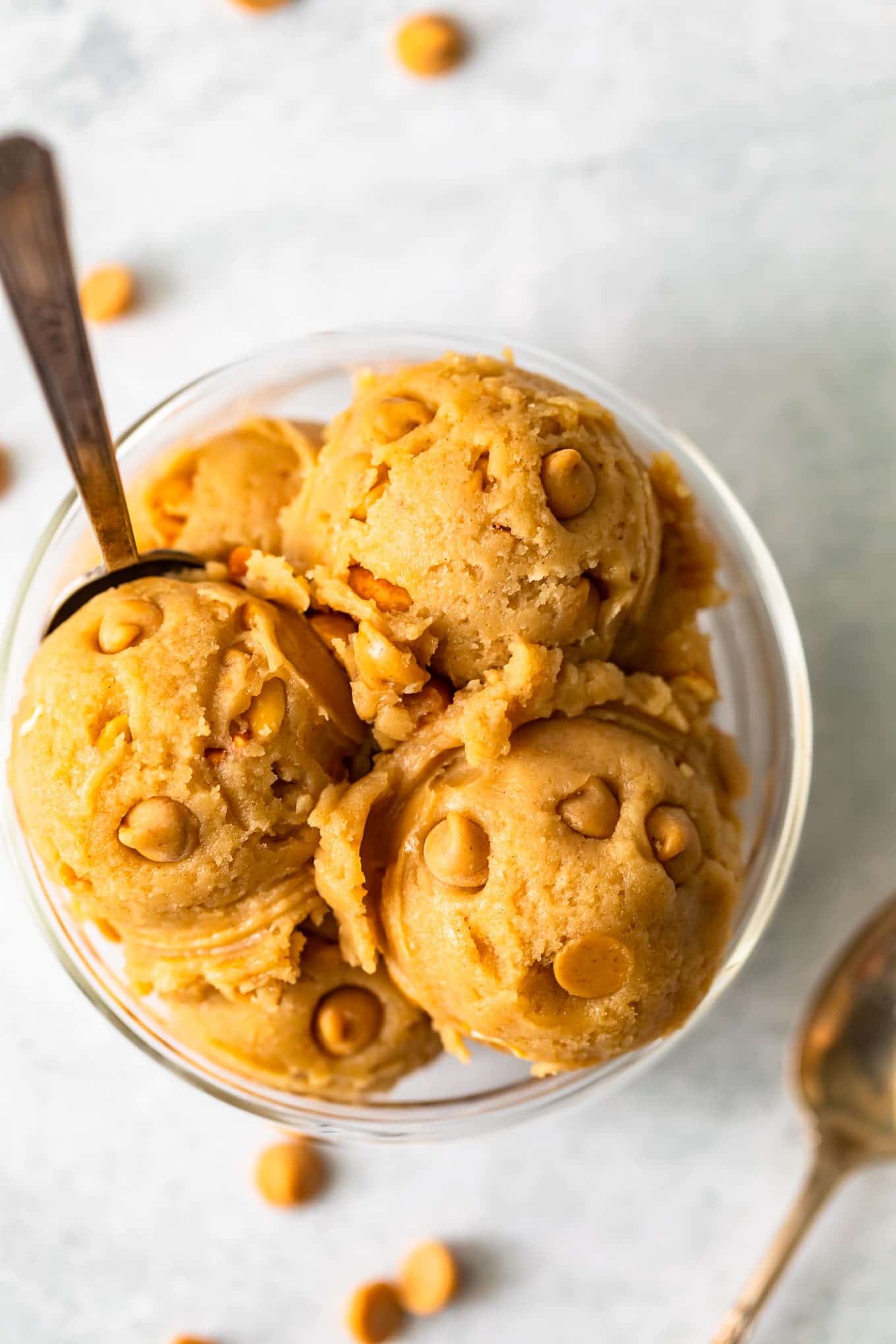 scoops of edible cookie dough in a bowl