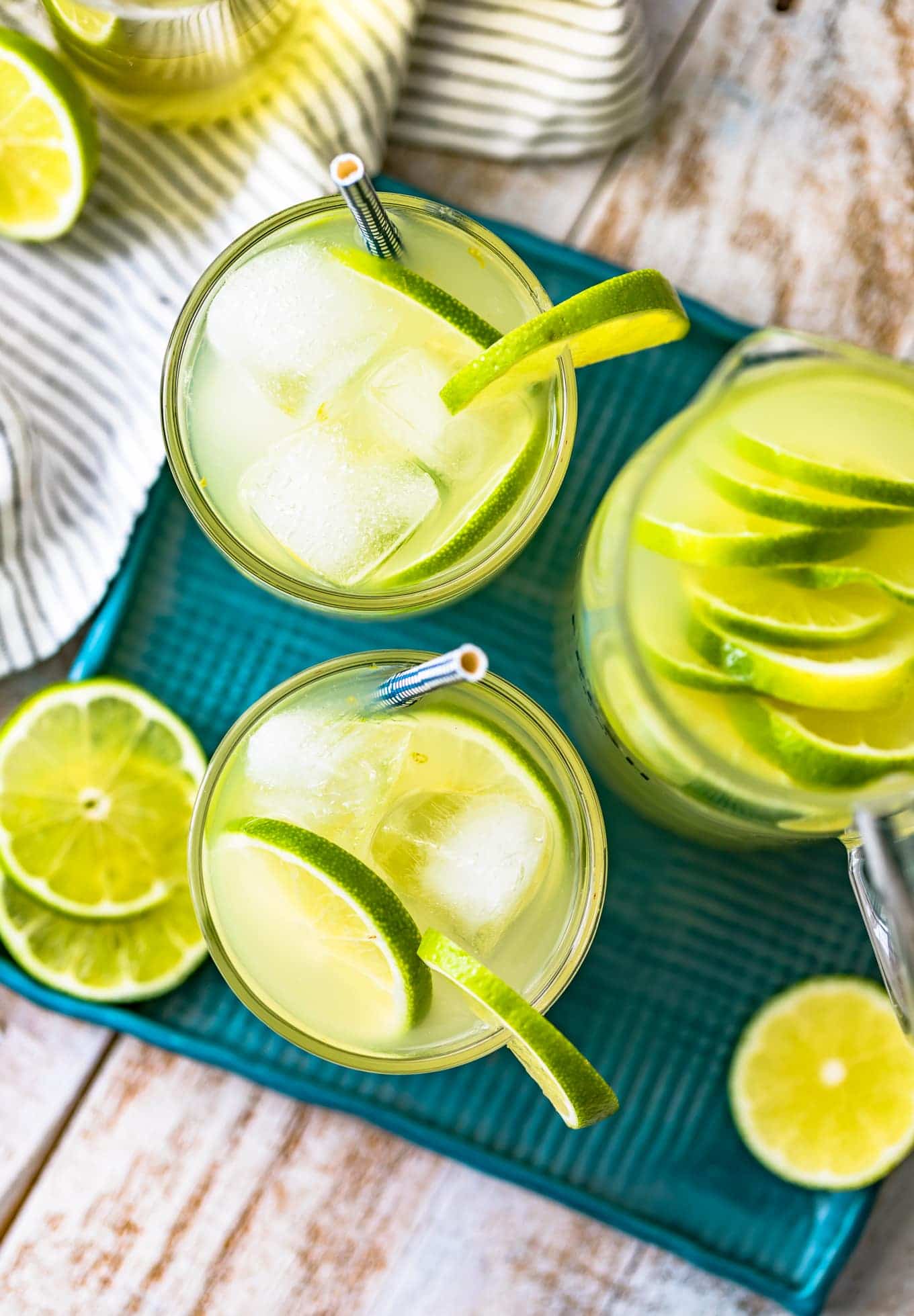 overhead view of glasses of limeade