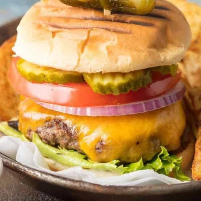 cheeseburger on plate