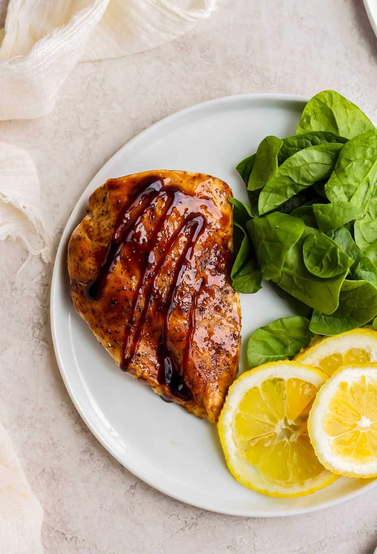 chicken breast topped with balsamic glaze