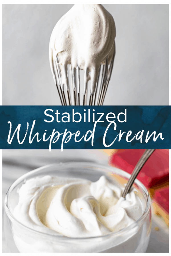 Stabilized Whipped Cream comes in handy when making desserts, and it's actually really easy to make! Use this Homemade Cool Whip as replacement for the store-bought whipped topping. Read on to learn how to stabilize whipped cream! #thecookierookie #whippedcream #dessert