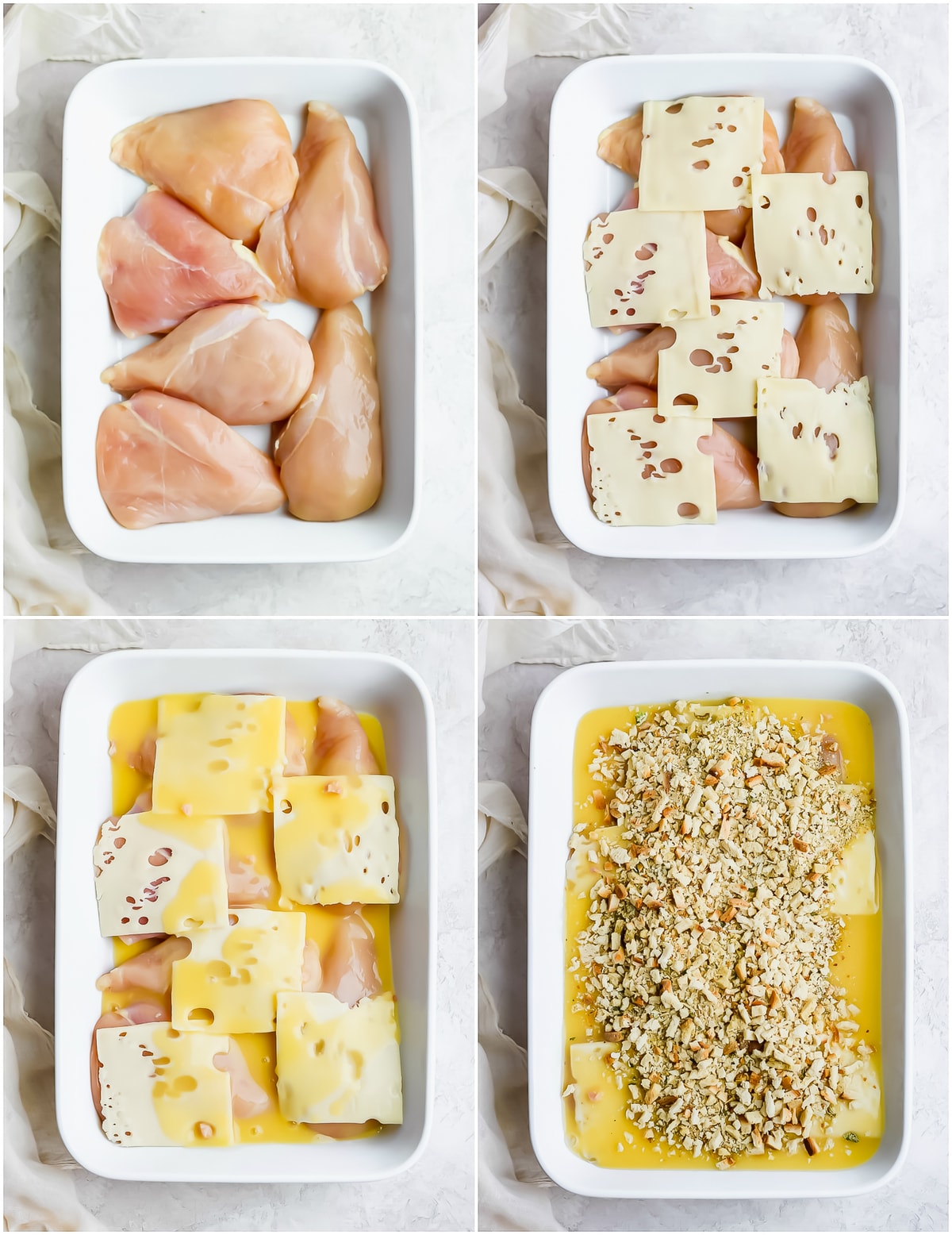 step by step photo collage making swiss chicken bake