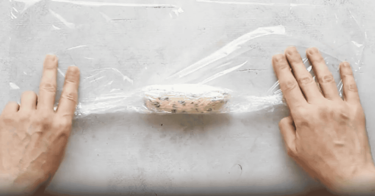 cilantro steak butter wrapped in plastic wrap.