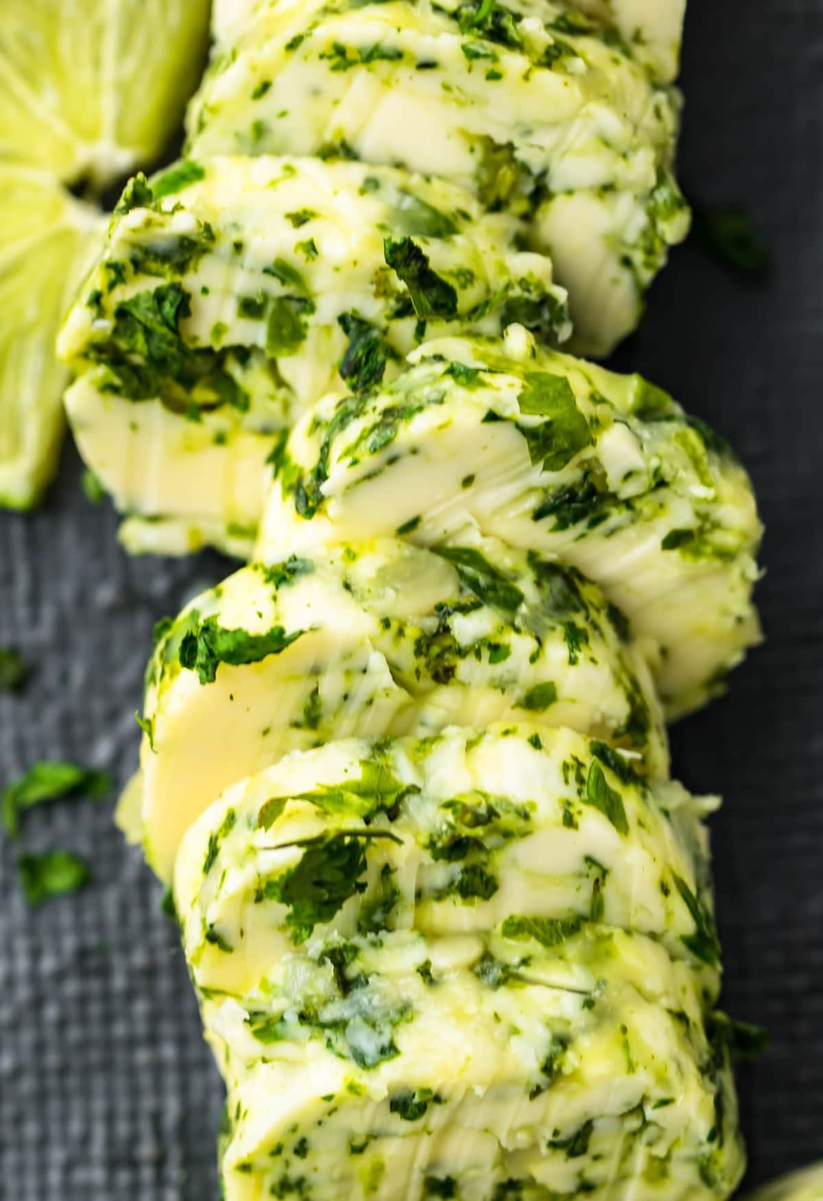 sliced cilantro lime butter