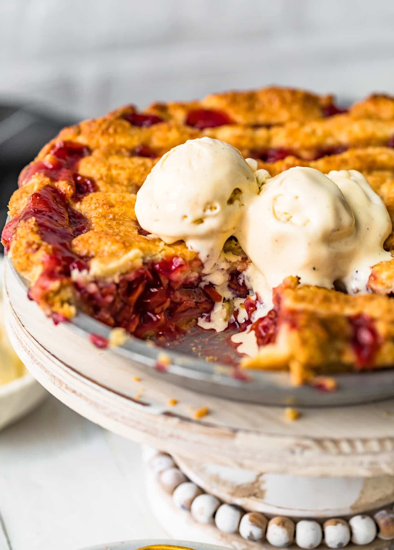 Ice cream melting on the pie