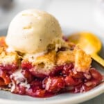 cherry pie topped with ice cream