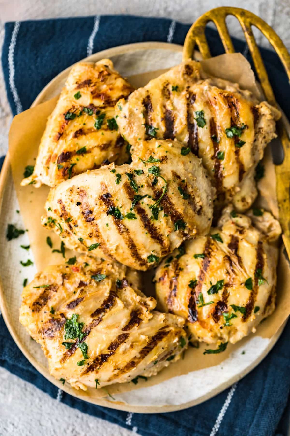 a plate of grilled chicken