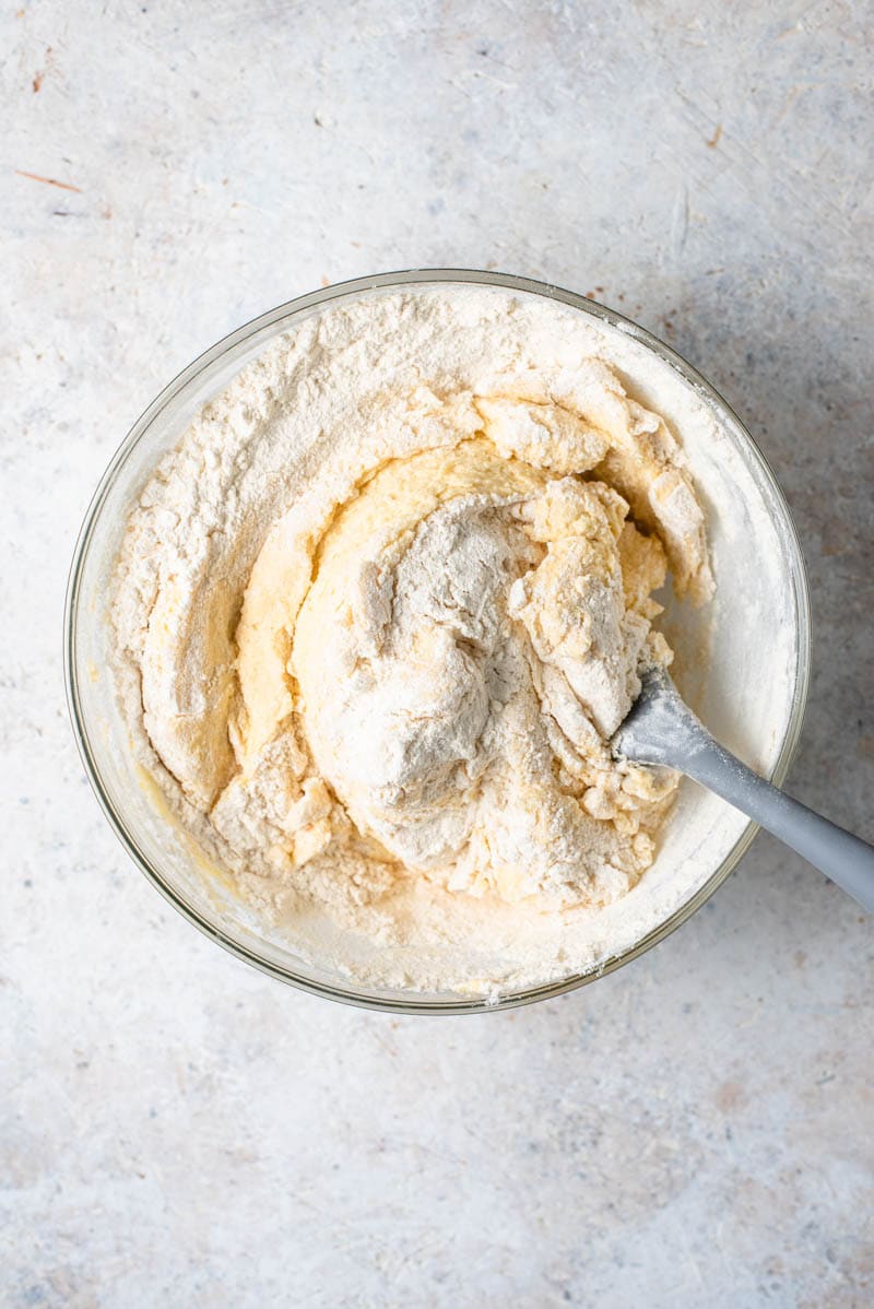 Mixing the dough to make Brown Sugar Cookies with Chocolate Chips.