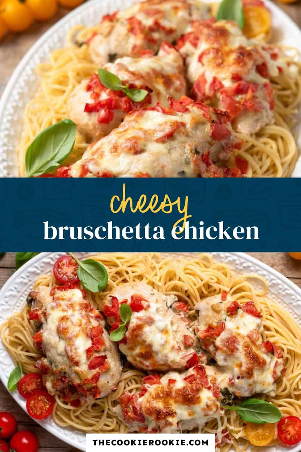 Cheesy Bruschetta Chicken pin image
