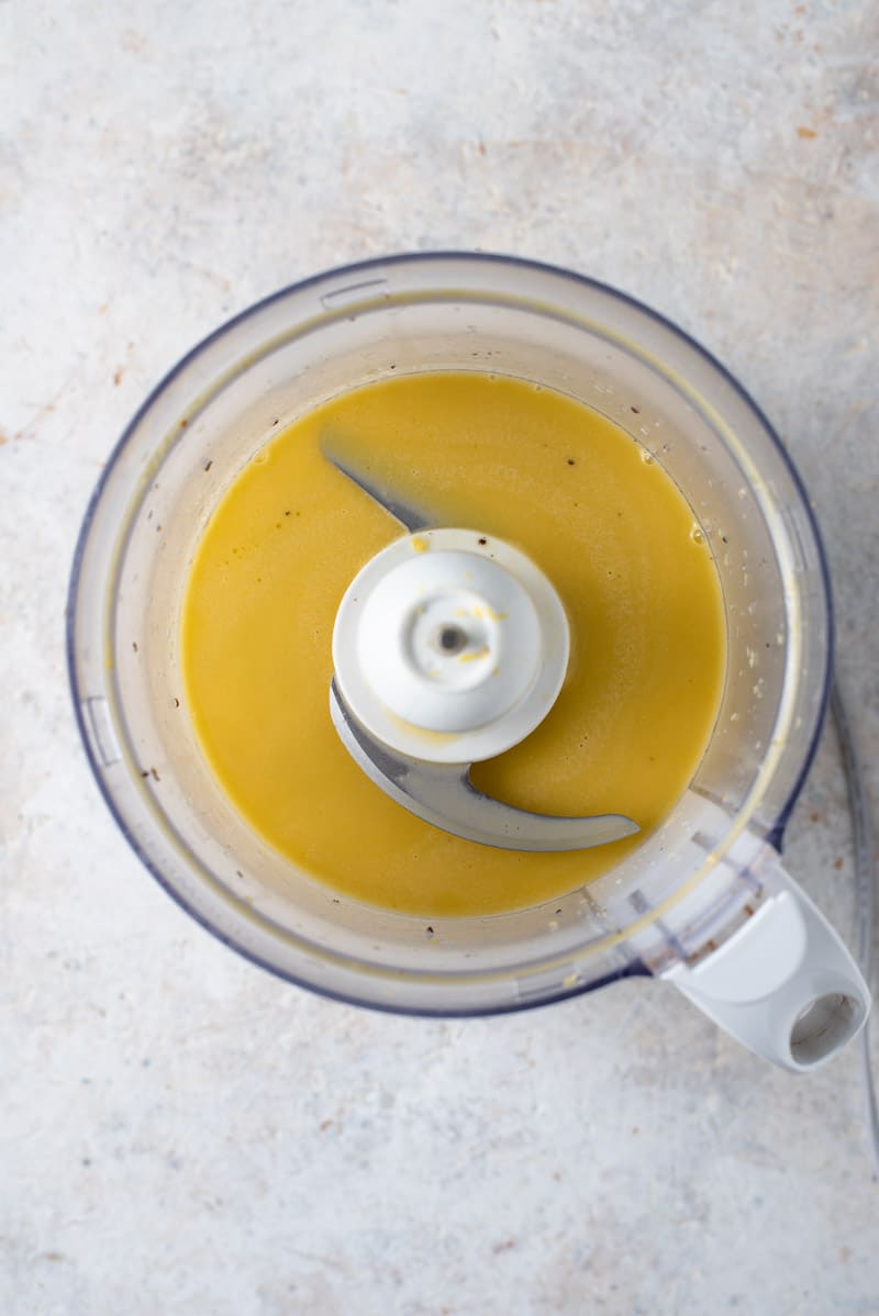 Lemon vinaigrette in a food processor