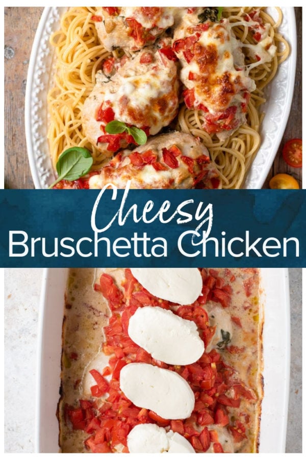 cheesy bruschetta chicken pinterest collage
