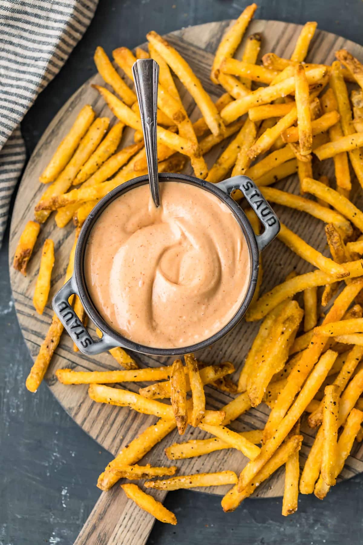 Fry sauce in a small metal pot