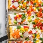 crescent roll veggie pizza on sheet pan