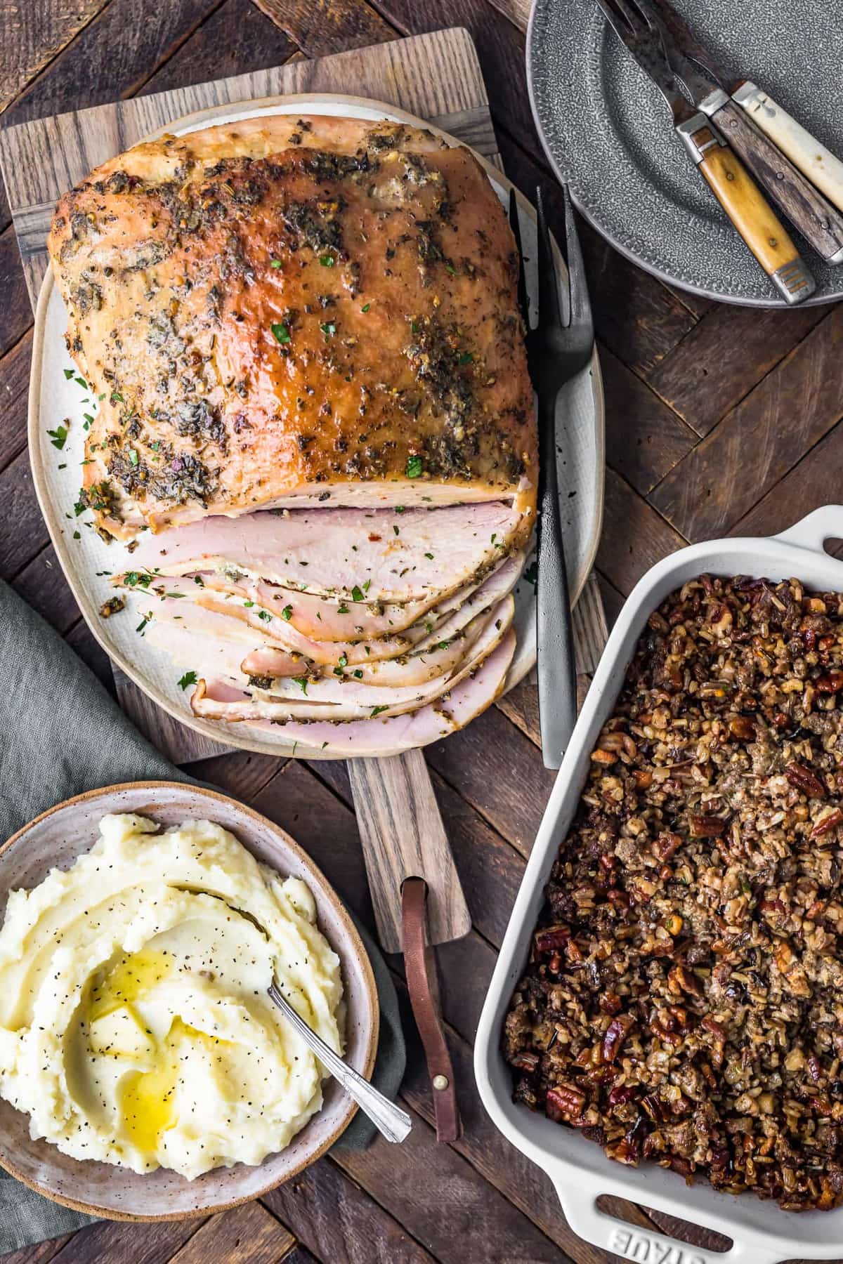 Roasted meat with side dishes