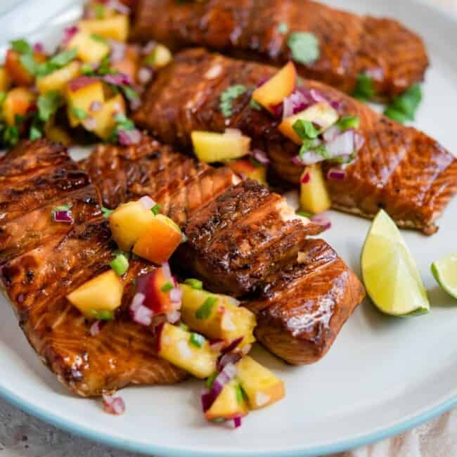 grilled salmon with peach salsa