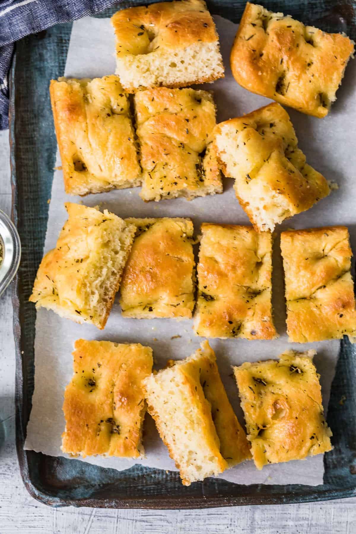 Top shot of squares of bread