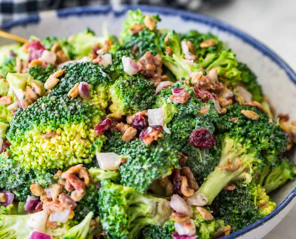 Broccoli salad with the toppings