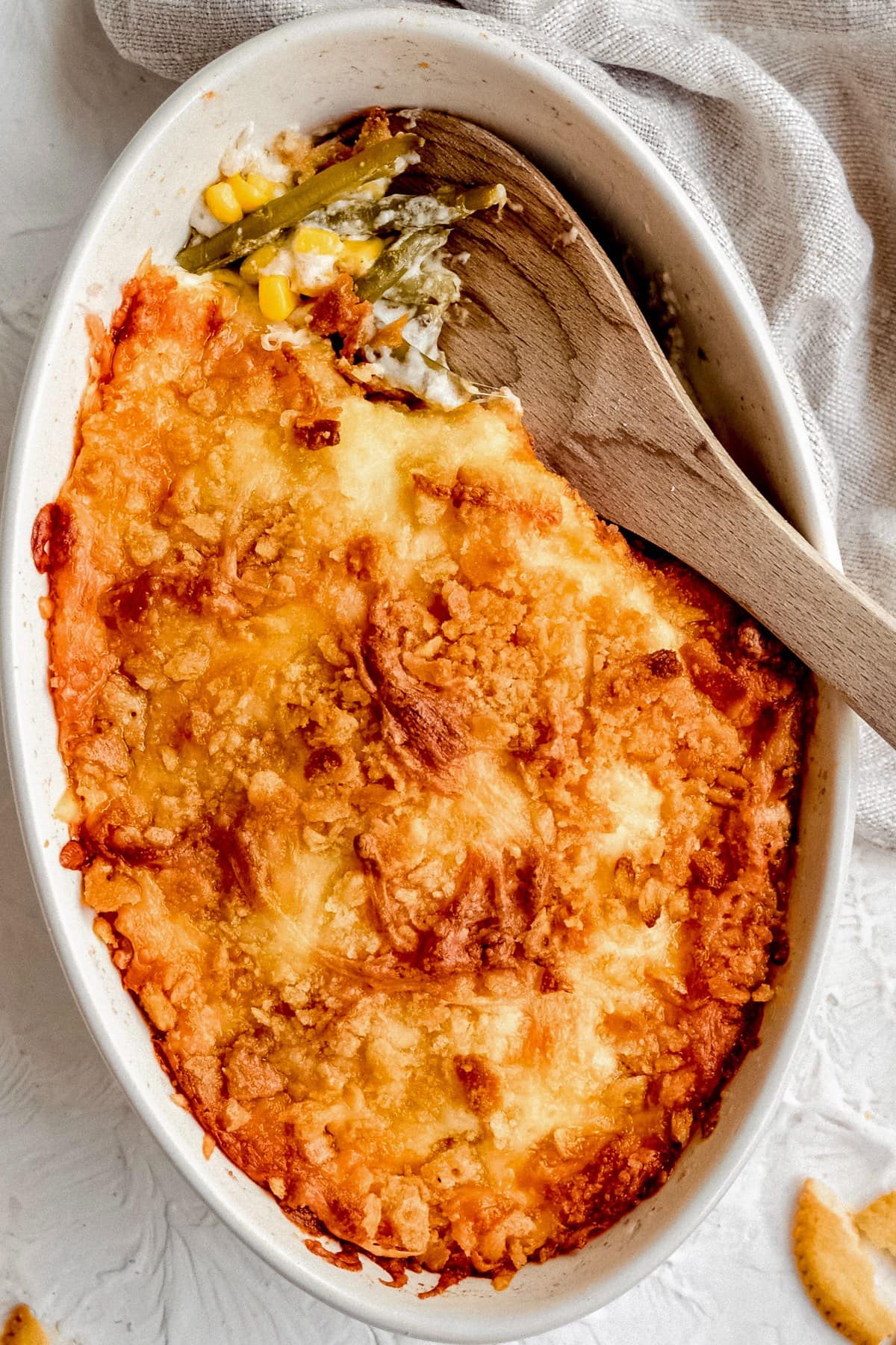 Green Bean and Corn Casserole with Cheese and corn