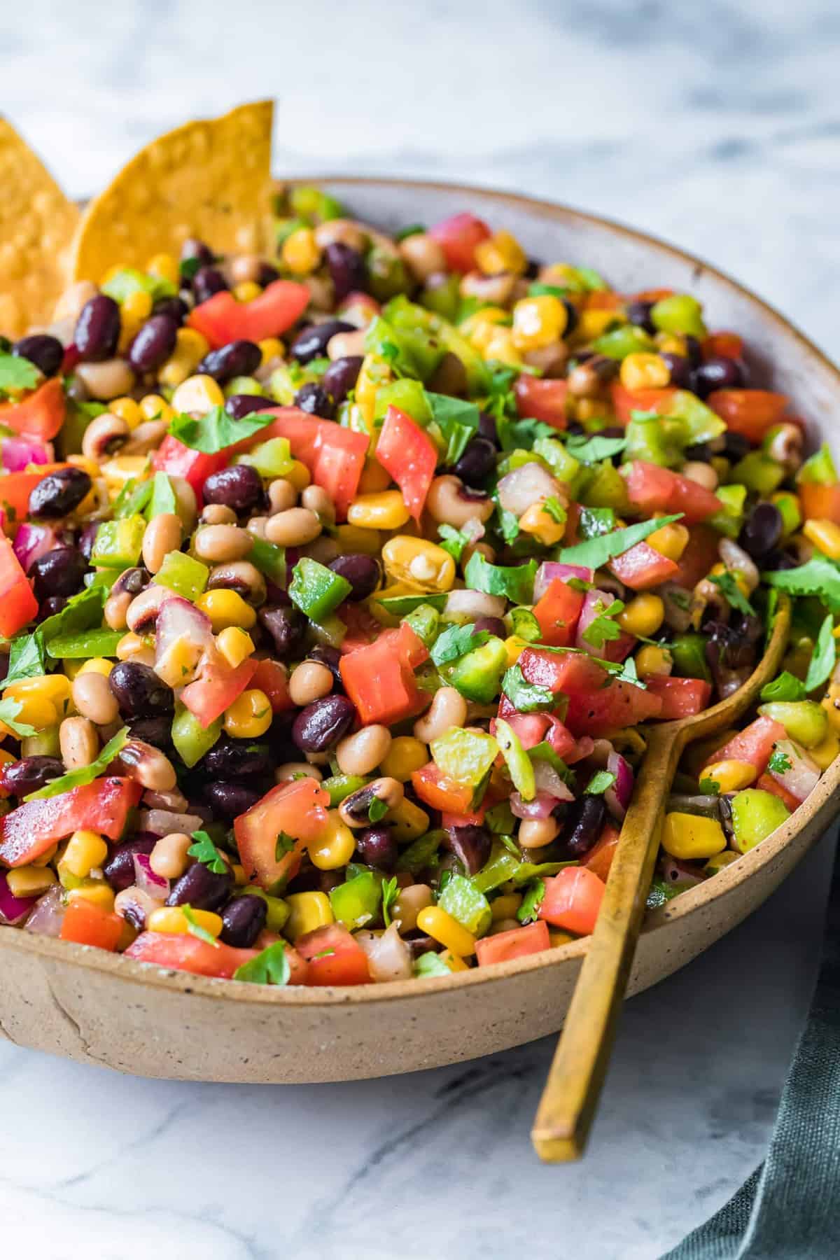 Cowboy caviar in a large bowl ready to serve