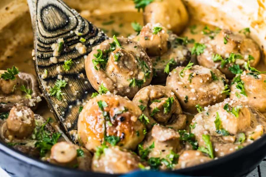 Creamy Garlic Mushrooms Recipe - The Cookie Rookie® (VIDEO!)