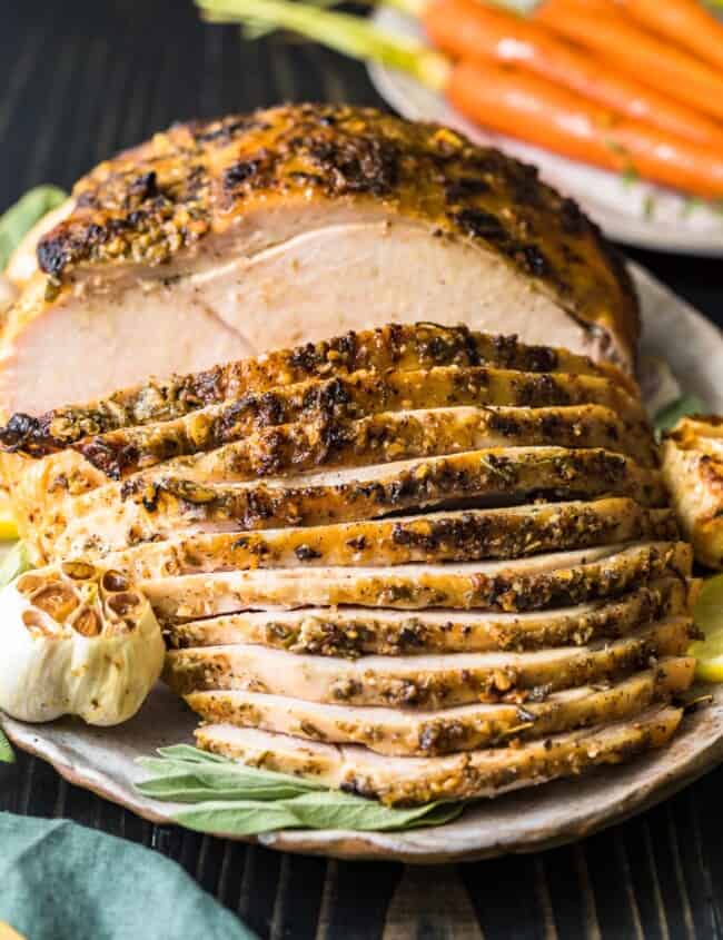 sliced turkey on a plate