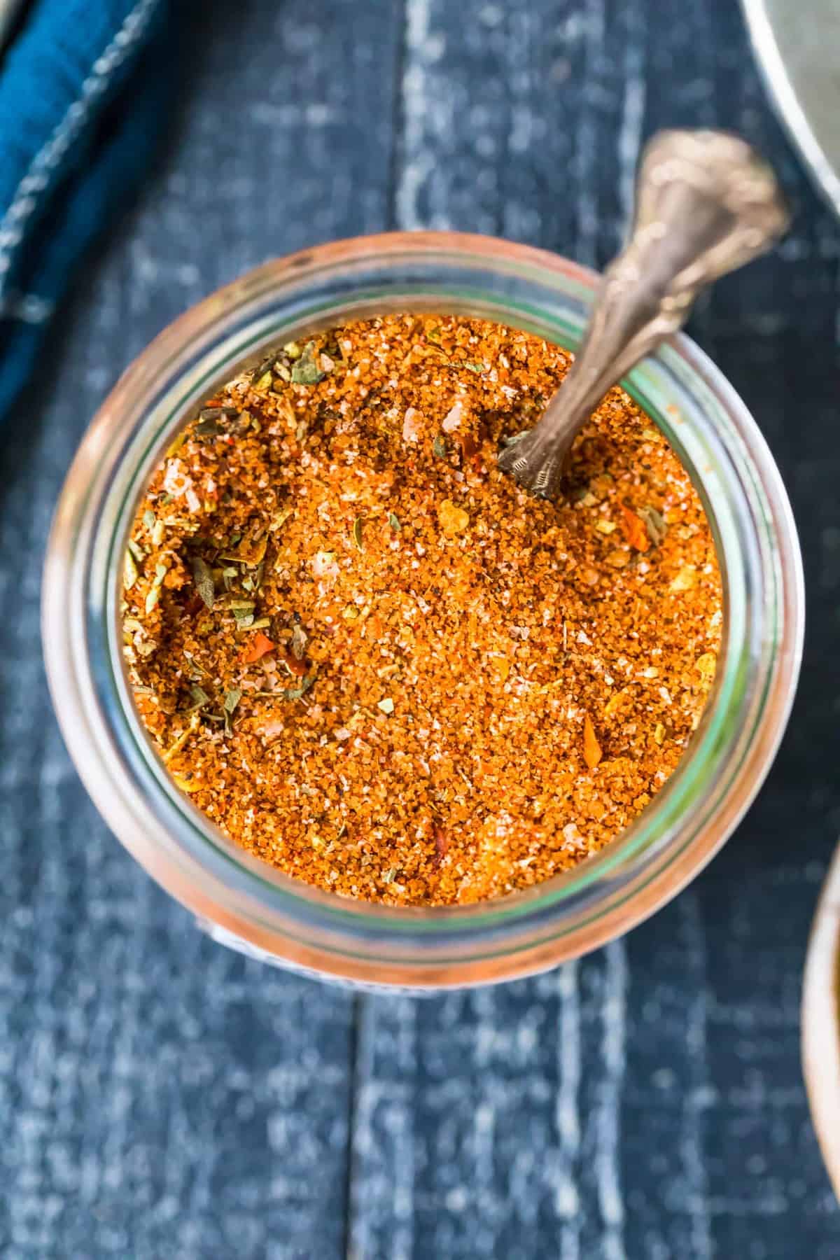 A spoon in a jar of mixed spices