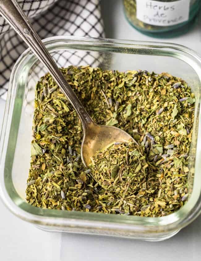 homemade herbs de provence in a bowl