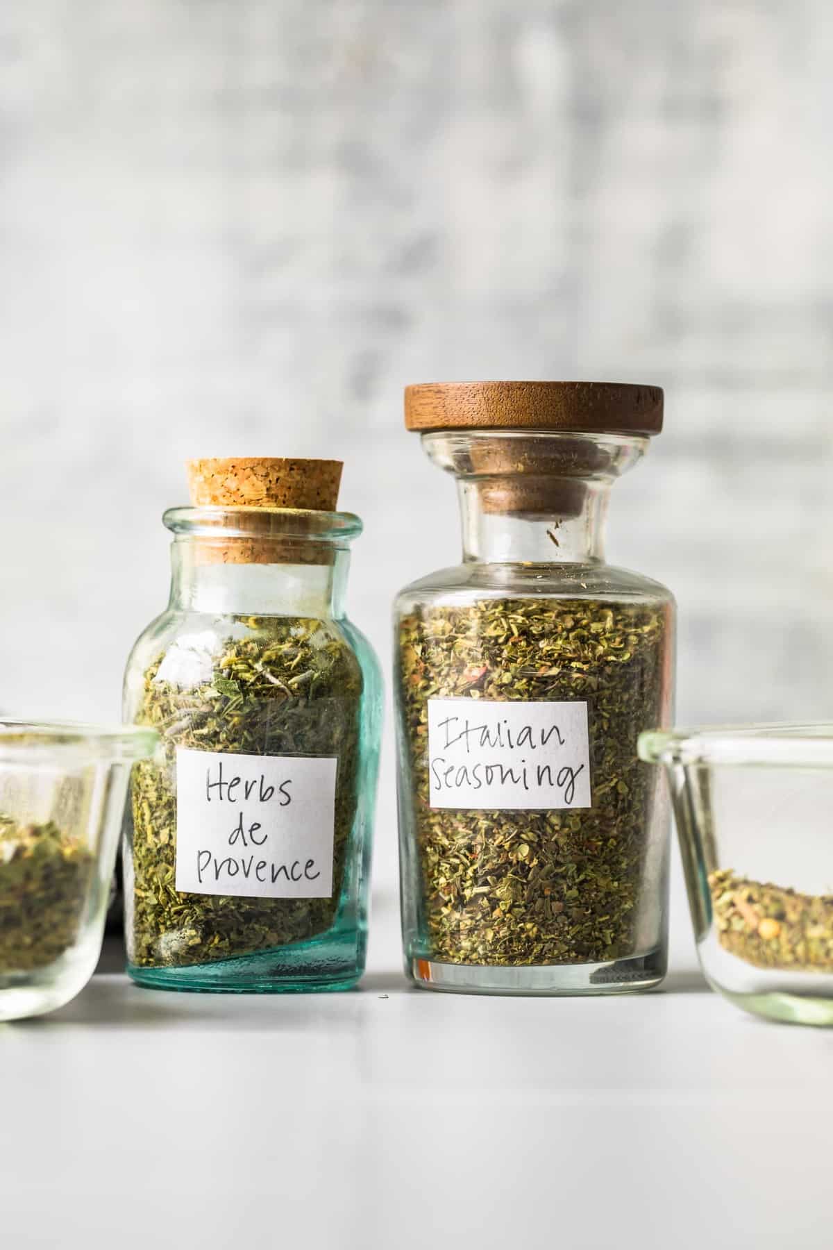 To glass bottles with herb seasoning