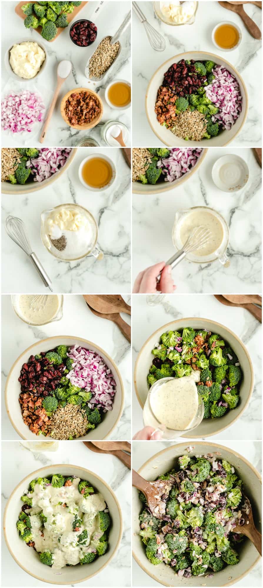 step by step photos of how to make broccoli salad