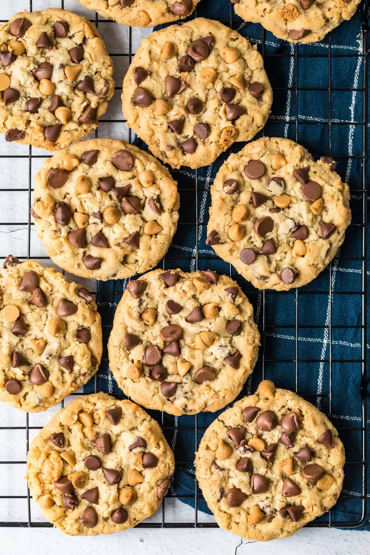 Giant cookies on a cooling rack