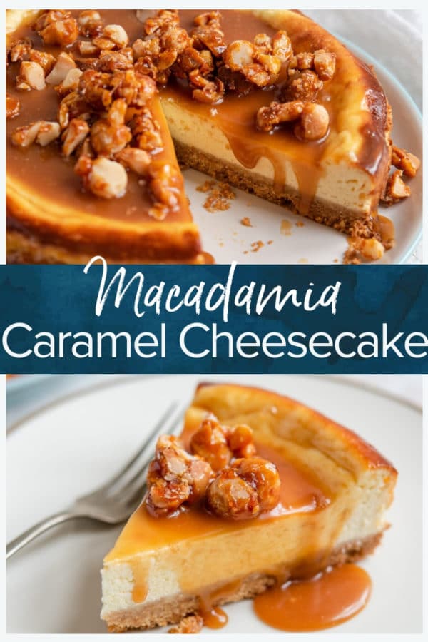 macadamia caramel cheesecake pinterest collage