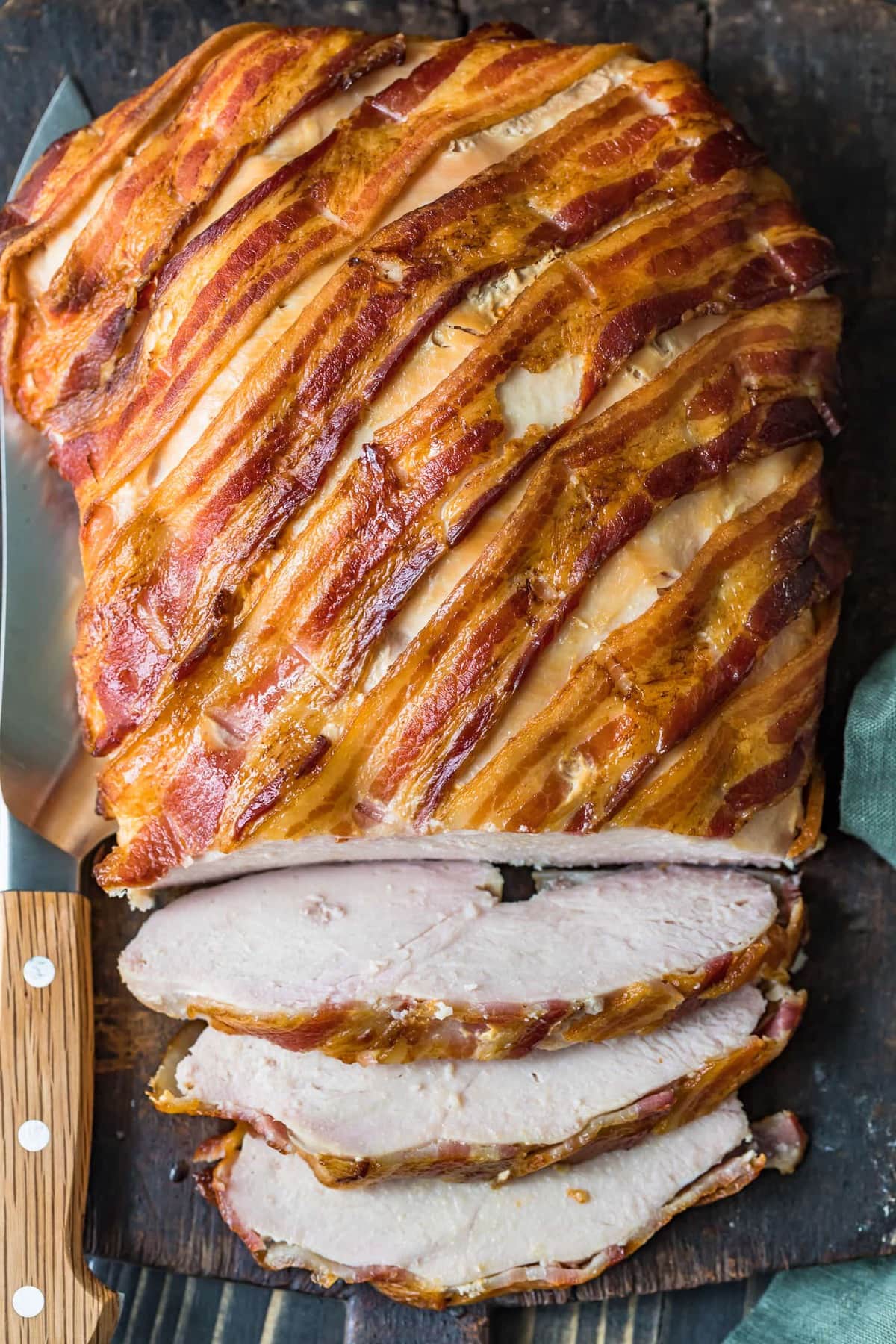 The turkey breast being carved