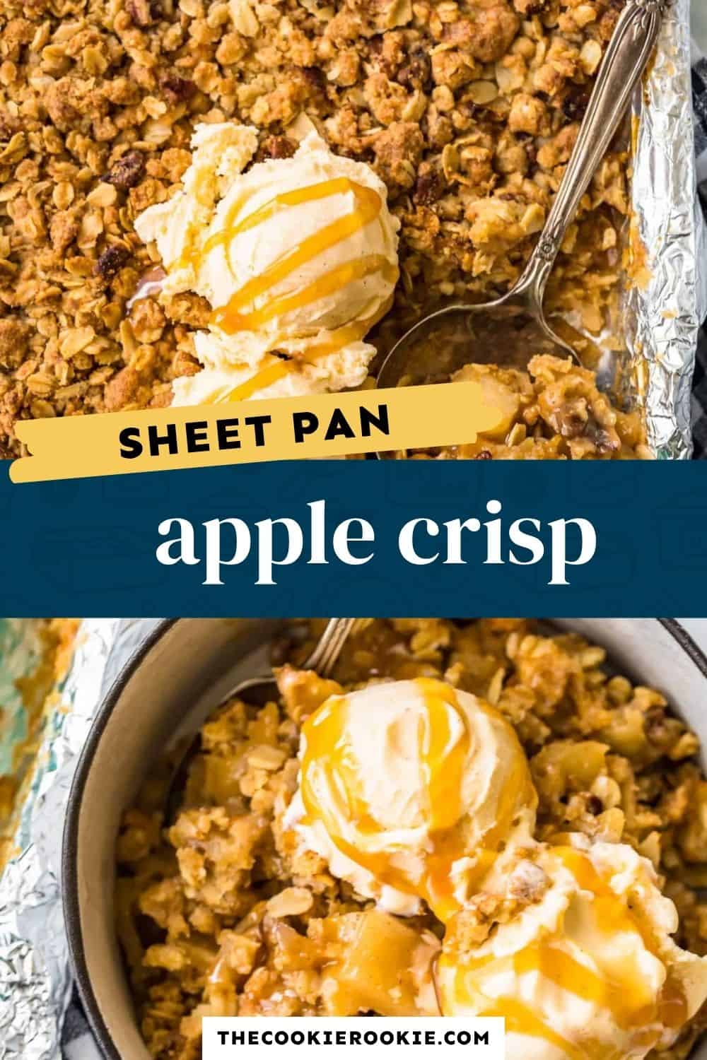 sheet pan apple crisp pin image