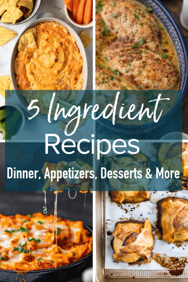 photo collage with text overlay: 5 ingredient recipes