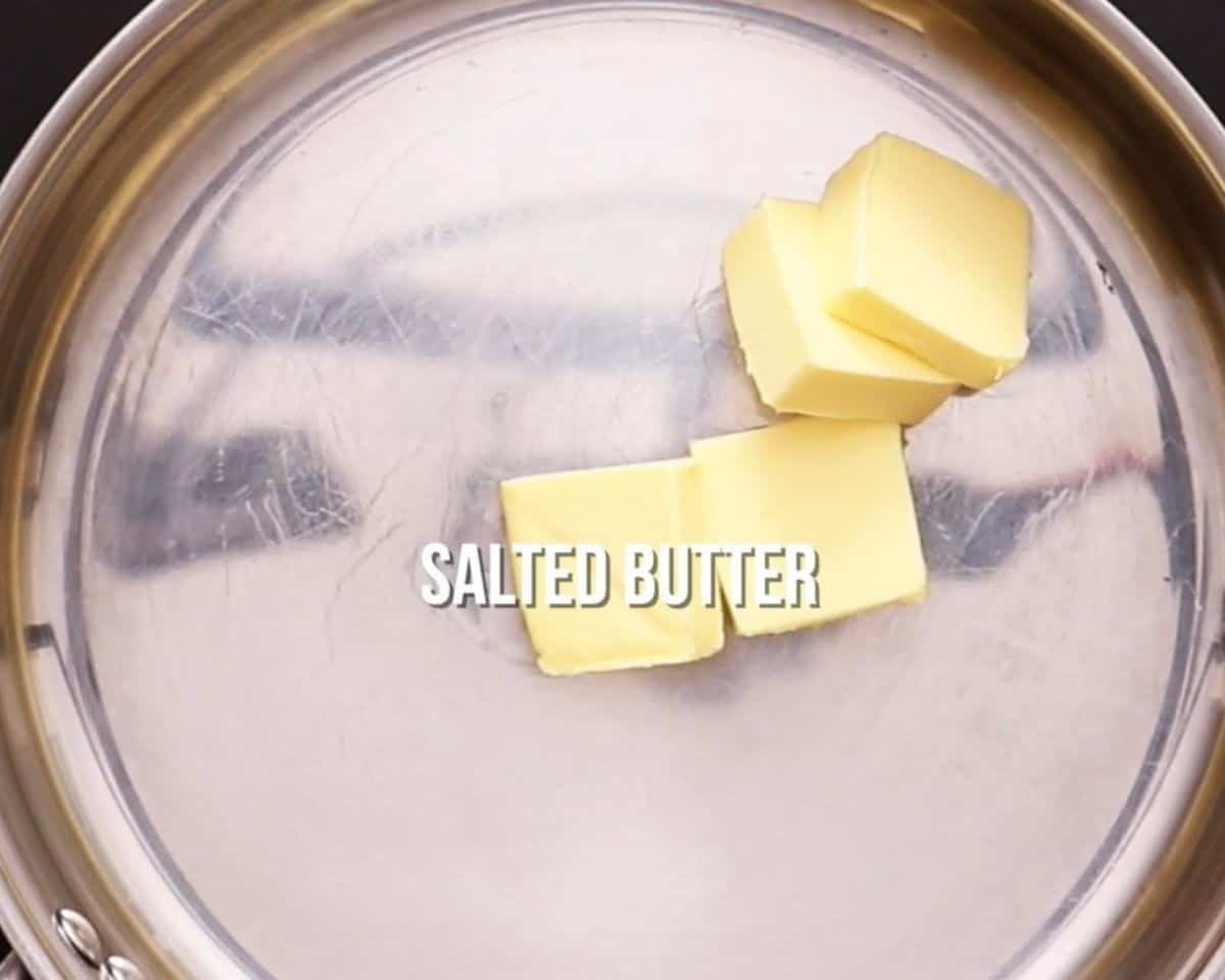 Butter melting in a pan.