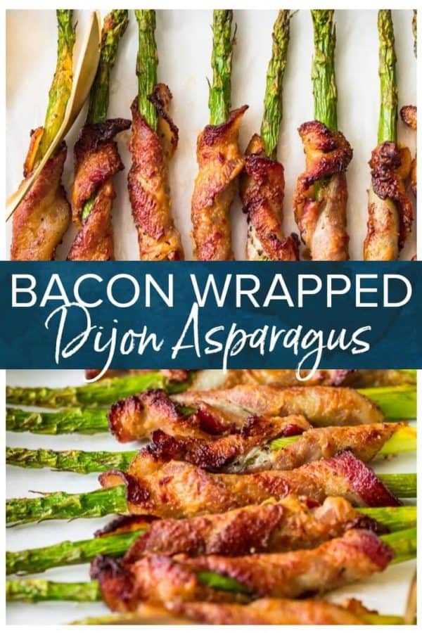 bacon wrapped asparagus with dijon pinterest collage