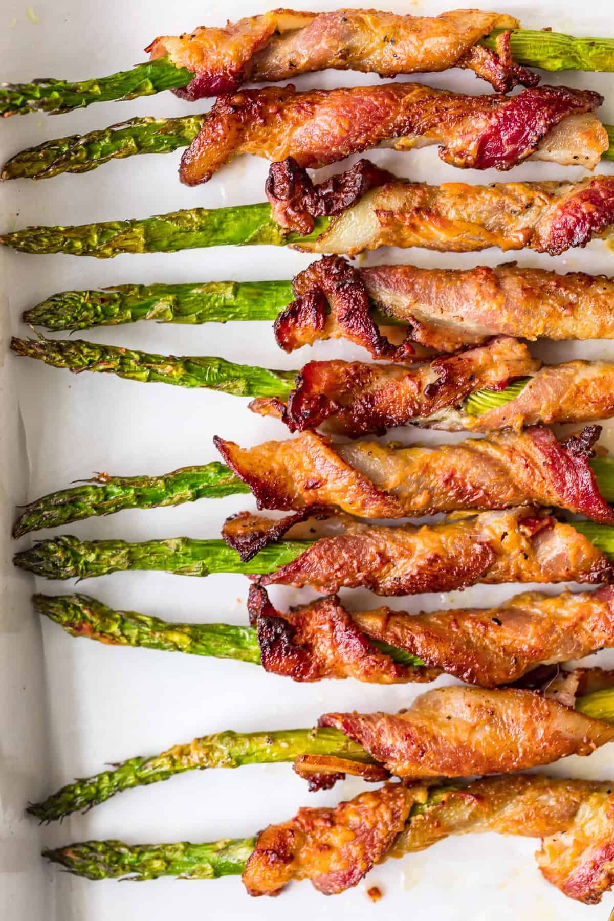 Baked Bacon Wrapped Asparagus ready to serve