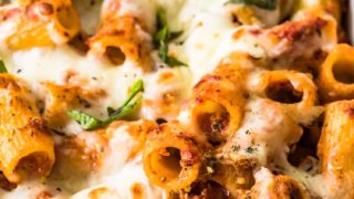 4 Ingredient Pesto Baked Rigatoni Recipe