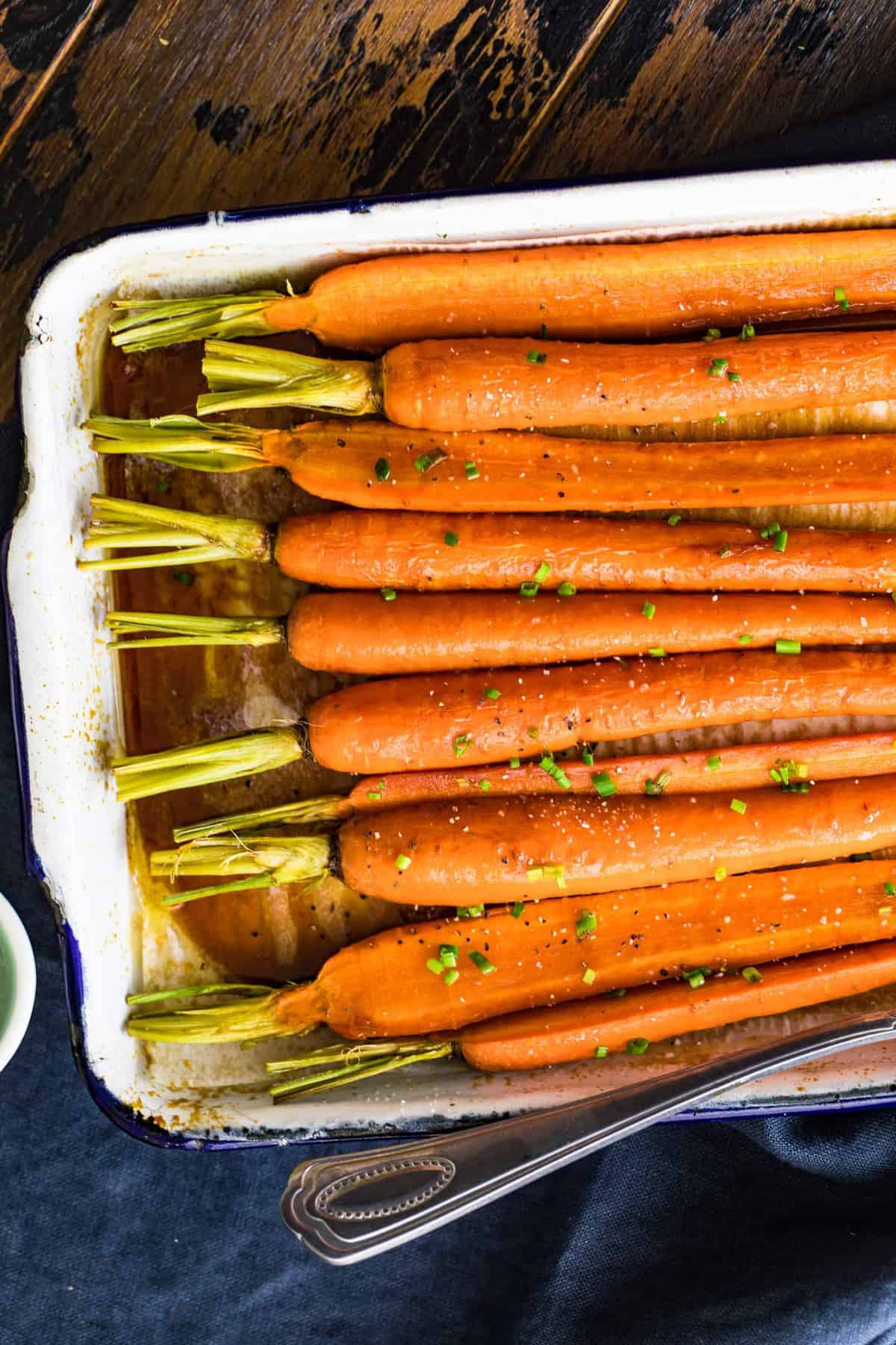 Brown Butter Glazed Carrots with their tops still on