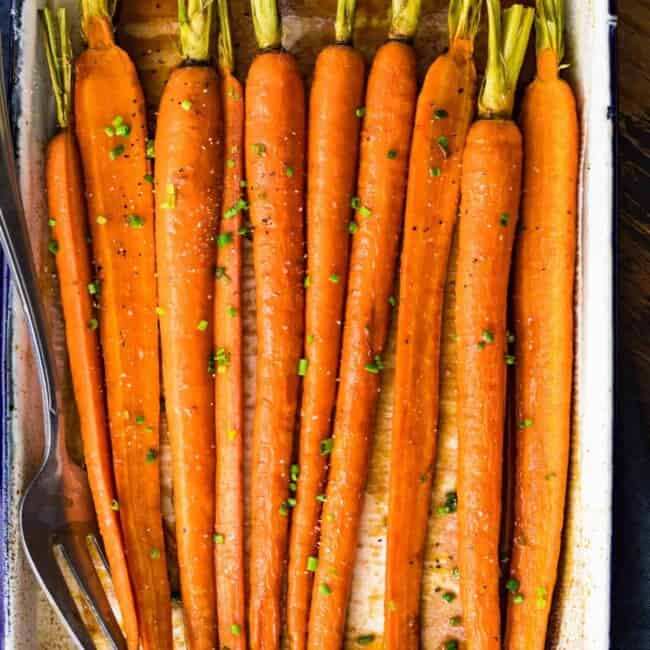 carrots in white baking dish