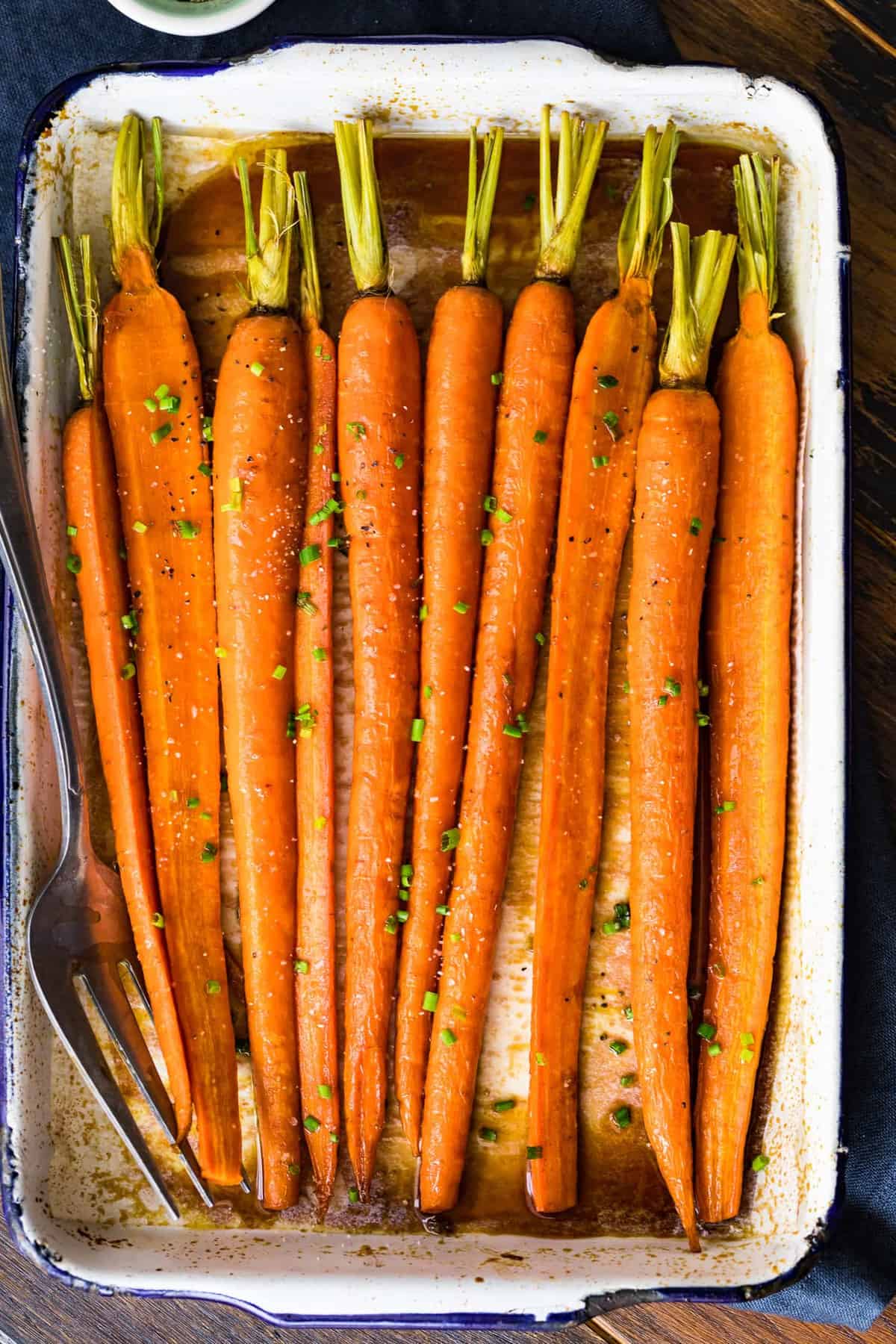 Brown Butter Glazed Carrots in a white dish