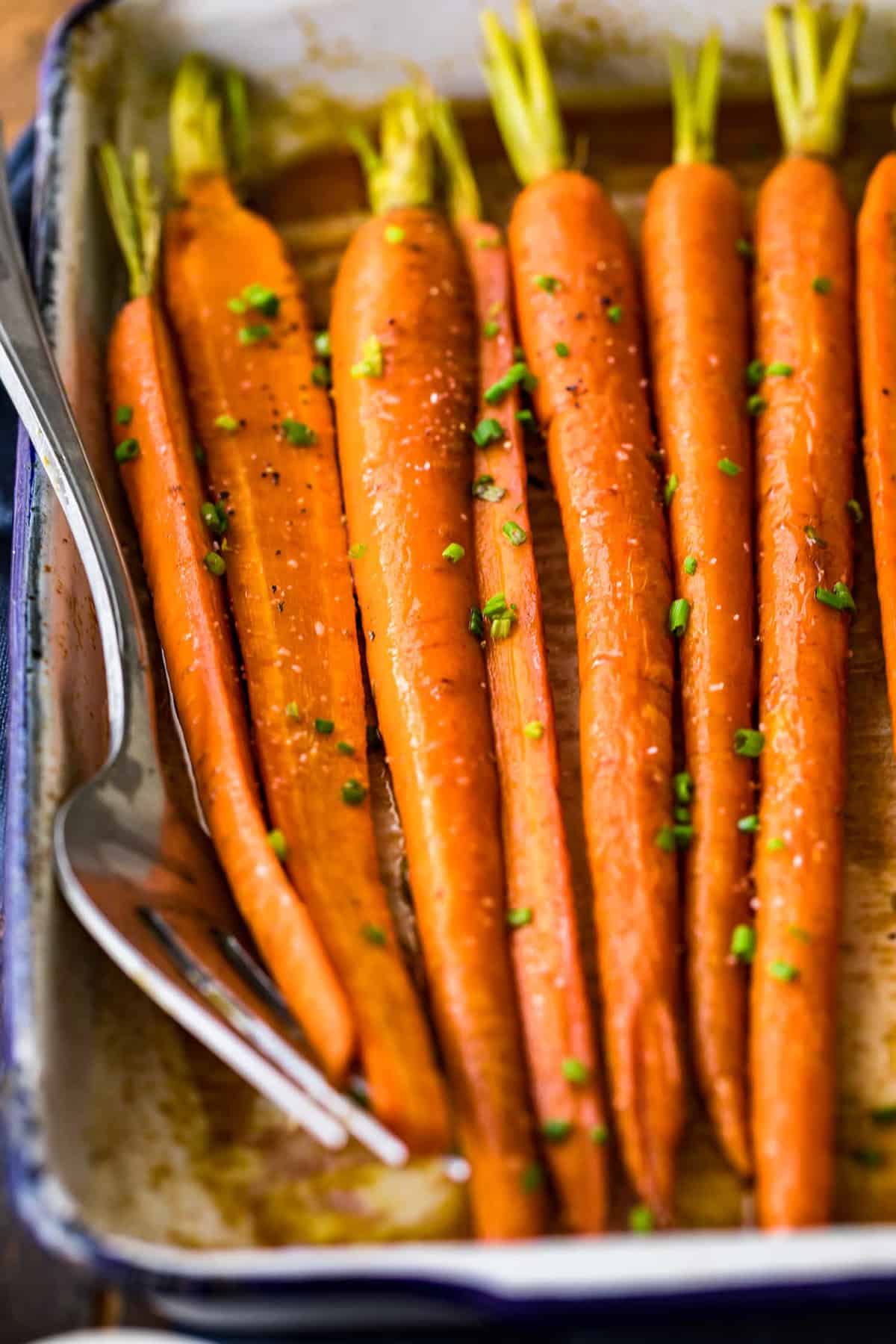 Close up of the Brown Butter Glazed Carrots
