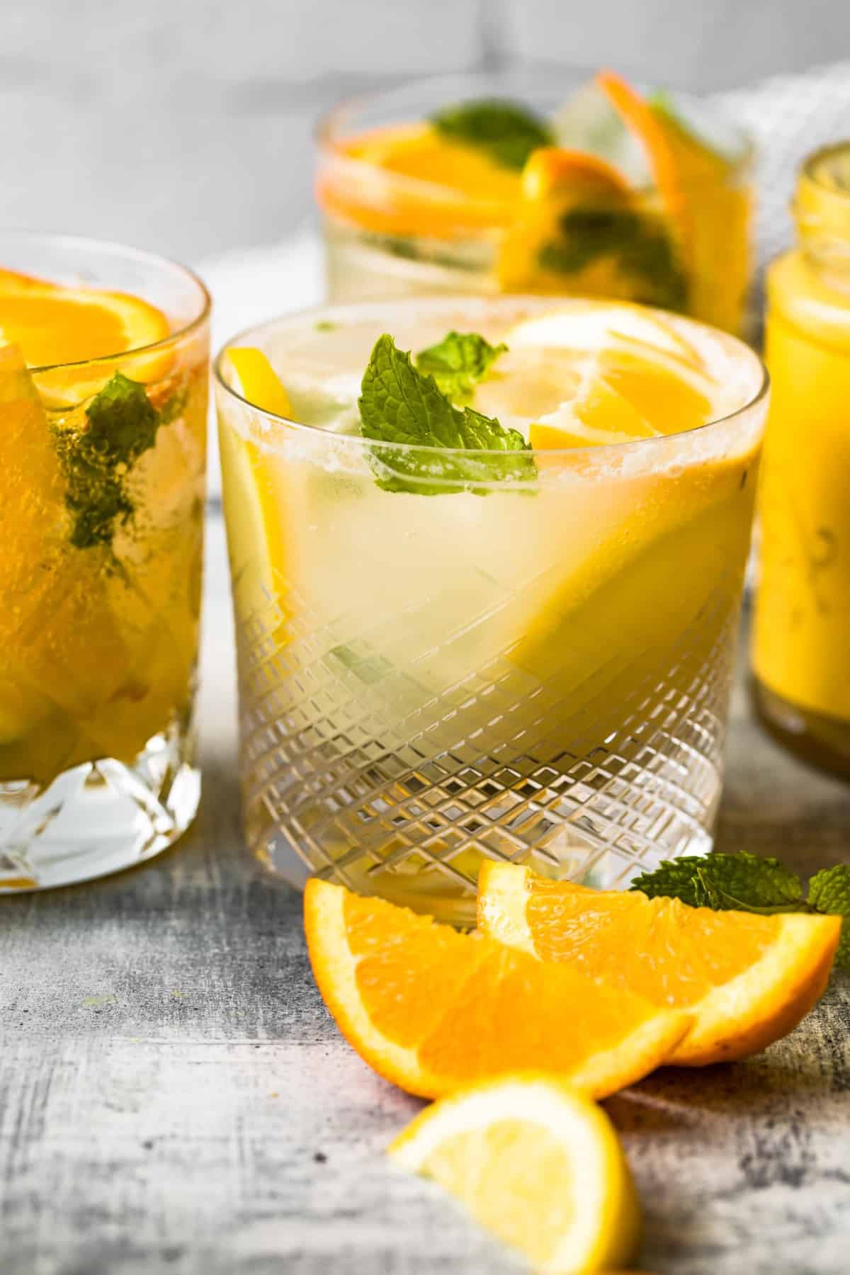 cocktails on a table