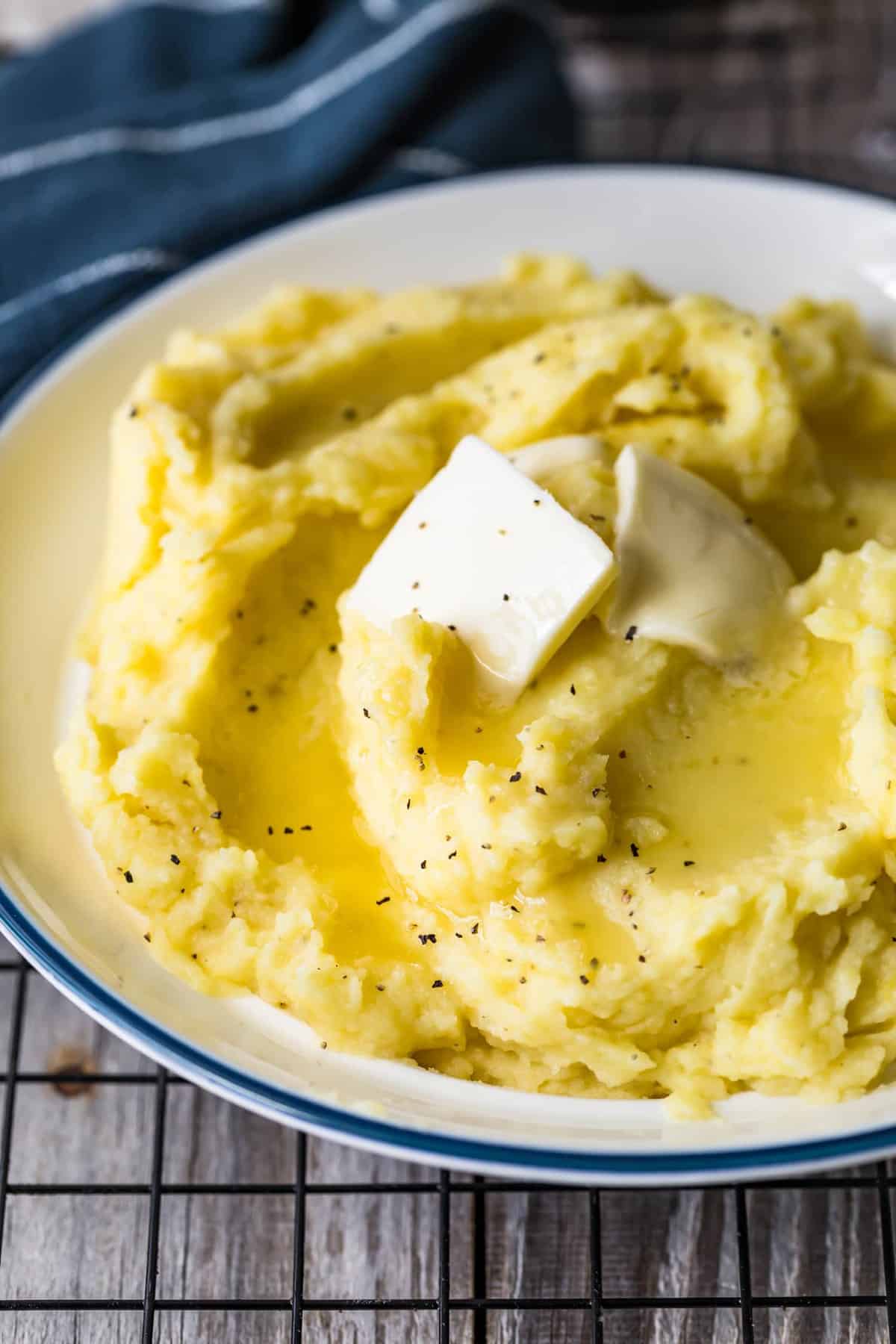 Close up of butter melting on the potatoes