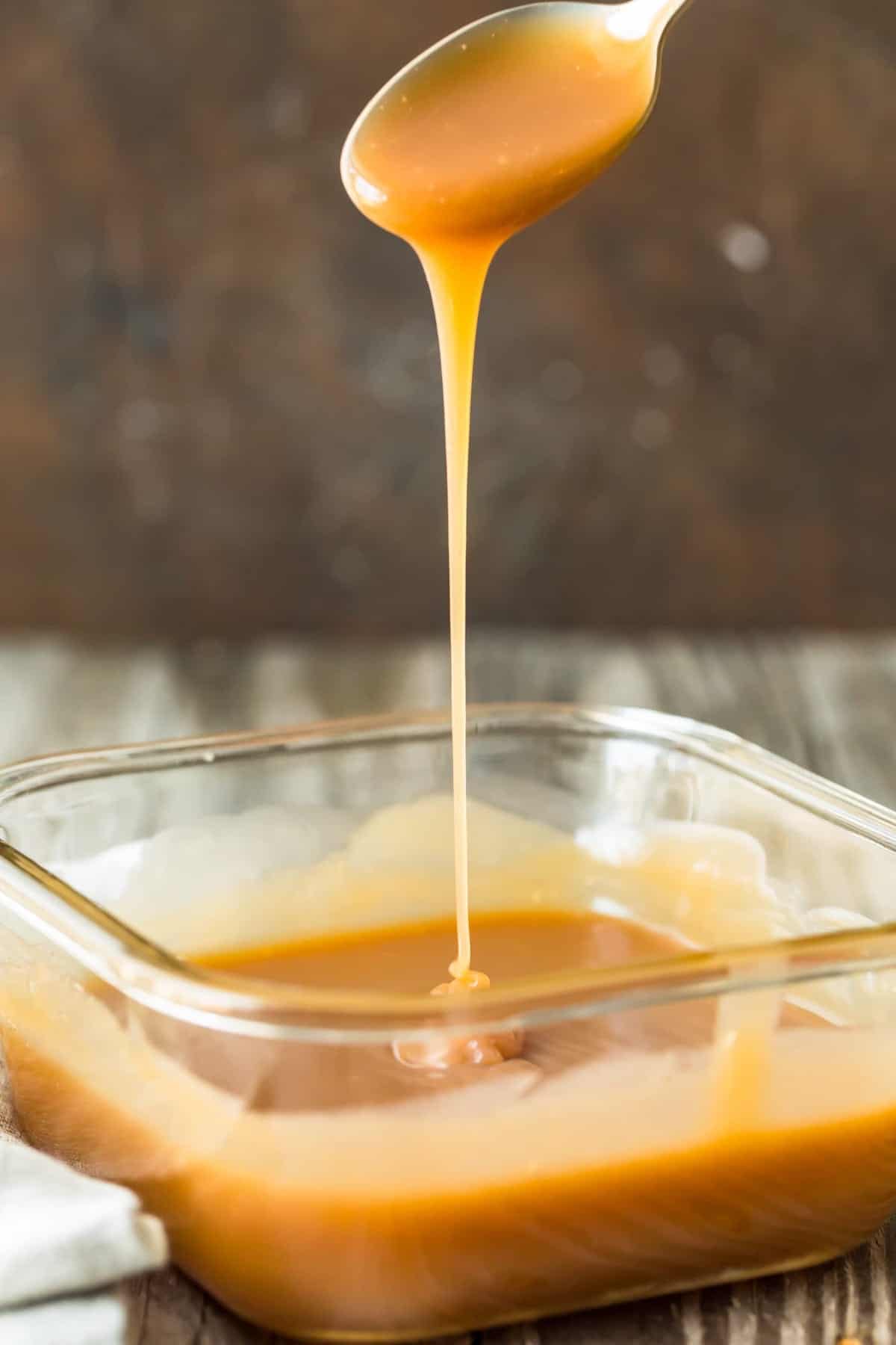 Sauce being dripped into a container