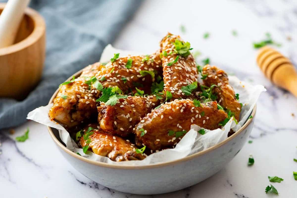 Honey Glazed Chicken Wings in a small bowl