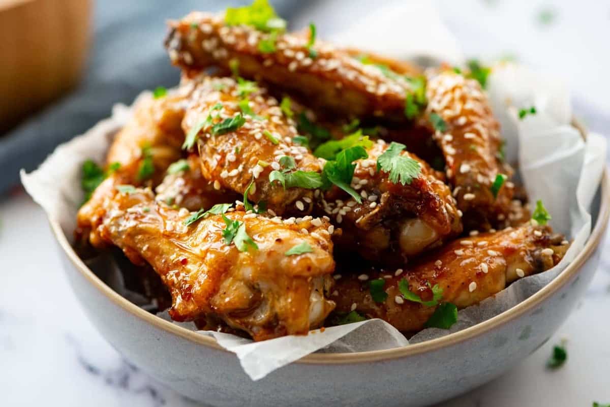 Honey Glazed Chicken Wings served in a bowl