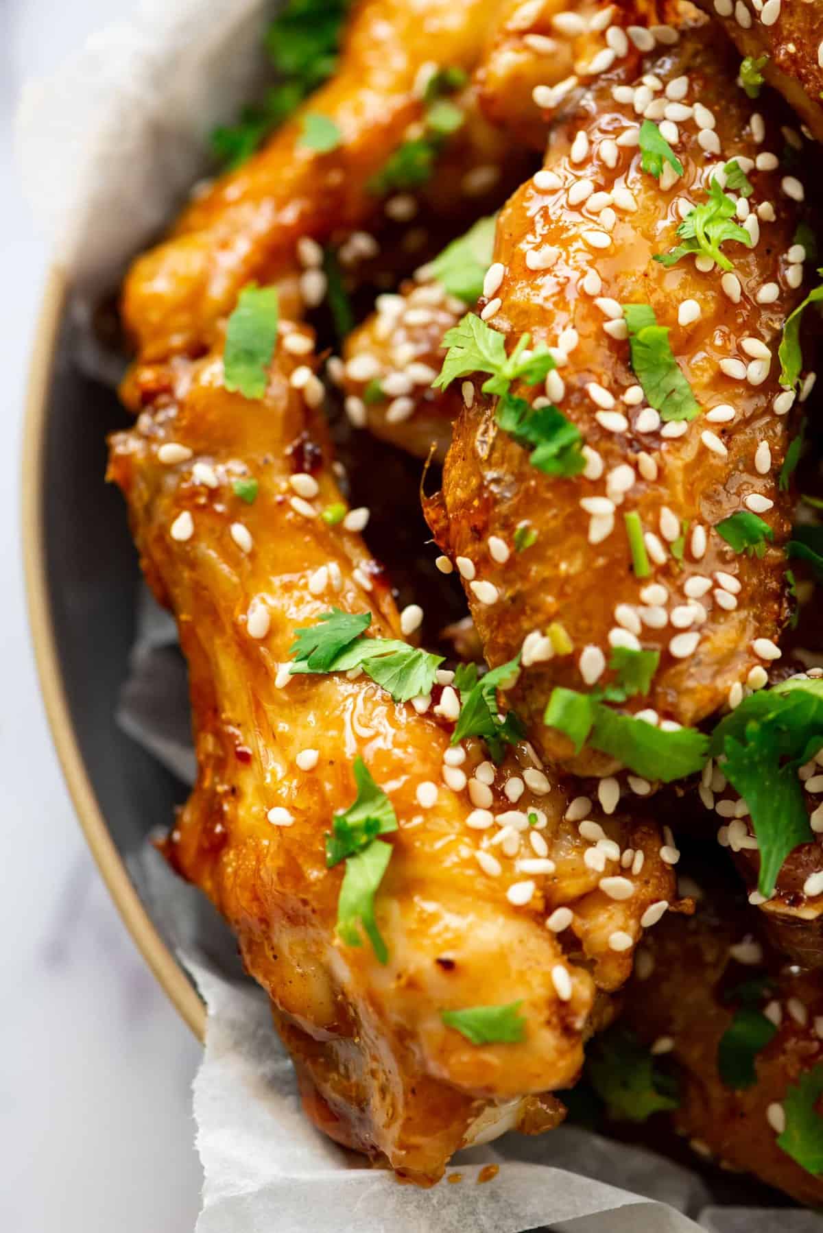 Close up of Honey Glazed Chicken Wings