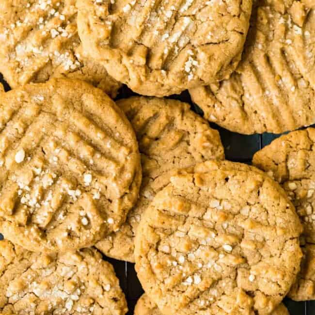 over the top shoot of delicious peanut butter cookies