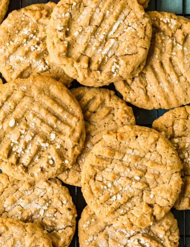 over the top shoot of delicious peanut butter cookies